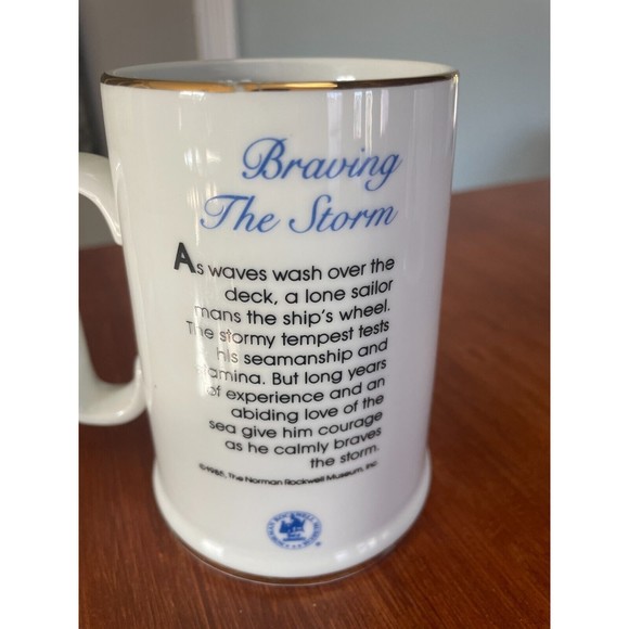 Norman Rockwell Vintage Coffee Mugs Cups Set of 2 White W/ Gold Trim - Picture 4 of 8